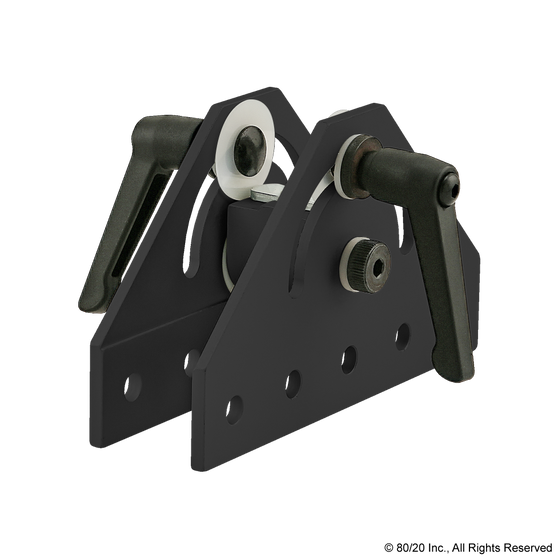 25-4053-Black | 25 Series 180 Degree Double Pivot Bracket Assembly with "L" Handles - Image 1