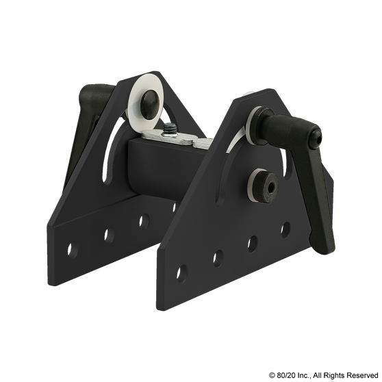 25-4055-Black | 25 Series 180 Degree Wide Double Pivot Bracket Assembly with "L" Handle - Image 1