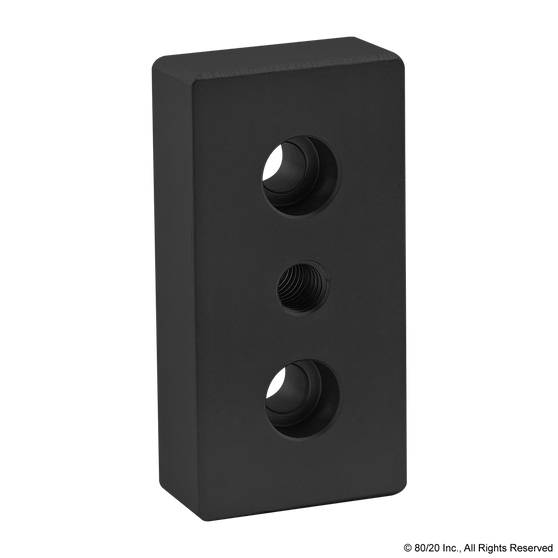 2130-Black | 15 Series 3 Hole - Center Tap Base Plate: 1.50” x 3.00” with 3/8-16 Tap - Image 1