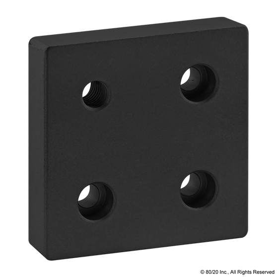 2146-Black | 15 Series 4 Hole - Offset Tap Base Plate: 3.00" x 3.00" with 7/16-14 Corner Tap - Image 1