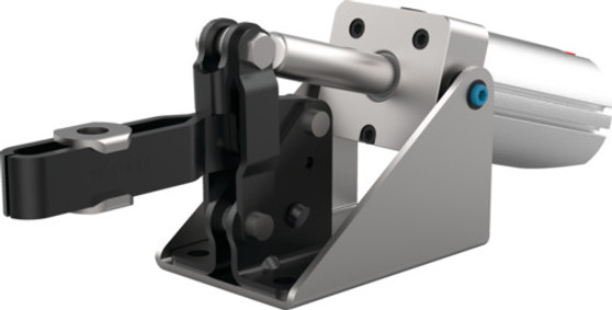 Destaco’s 810-U Series pneumatic toggle clamps feature a spindle with flanged washer accessories, built-in flow restriction that eliminates the need for external flow controls, and function as the pneumatic version of the Series 210 manual clamps. image | CPI Automation