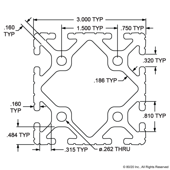 3030BlackFB T Slotted Aluminum Profiles CPI Automation
