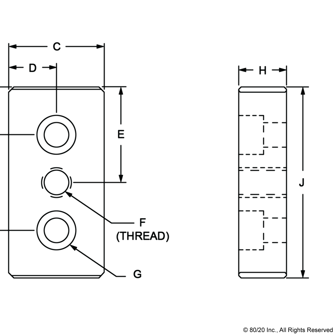 2130Black 15 Series 3 Hole Center Tap Base Plate 1.50” x 3.00