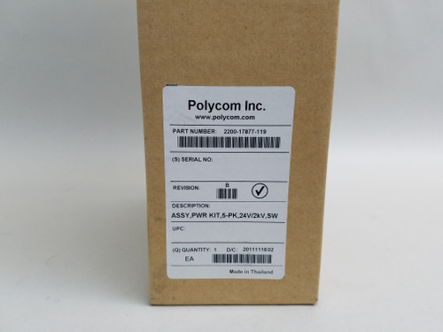 New Polycom 2215-17877-119 Universal Power Supply Kit 24 V- EL-203 Plug - 5PK