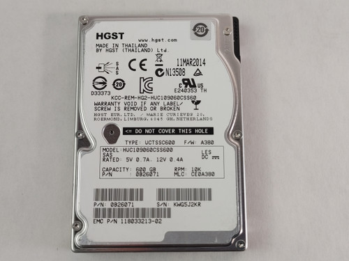 HGST EMC C10K900 HUC109060CSS600 600 GB 2.5" SAS 2 Enterprise Drive