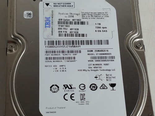 Lot of 2 Seagate IBM ST1000NM0023 1 TB SAS 2 3.5 in Enterprise Drive