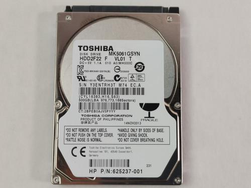 Toshiba MK5061GSYN HDD2F22 500GB 2.5" SATA II Laptop Hard Drive