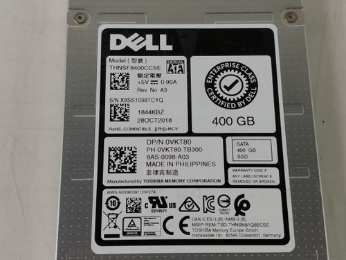 Toshiba Dell THNSF8400CCSE 400 GB SATA III 2.5 in Solid State Drive