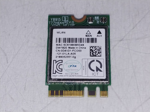 Lot of 2 Dell D4V21 DW1820 802.11ac M.2 Wireless Card + Bluetooth 4.1
