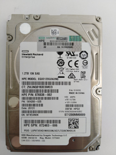 Lot of 5 Seagate HP Exos 10E2400 ST1200MM0009 1.2 TB SAS 3 2.5 in Enterprise