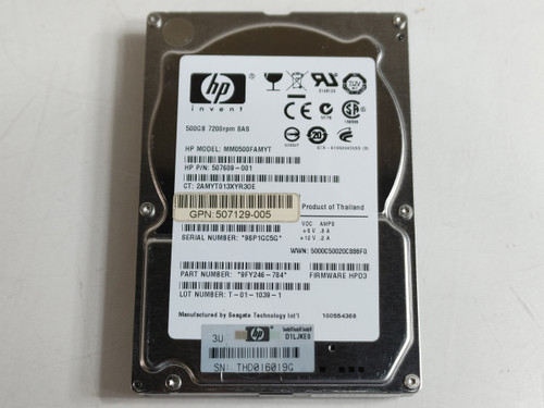 Lot of 2 Seagate HP 9FY246-784 500 GB SAS 2 2.5 in Drive