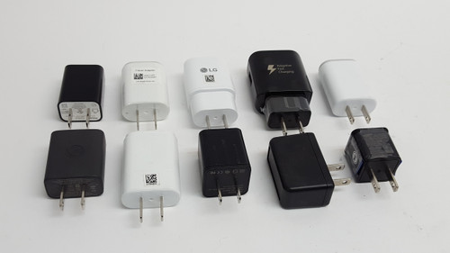 10PK Assorted Variety USB Wall Chargers for Smartphone & Other Devices - Mixed