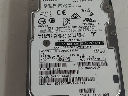 Lot of 2 HGST HUC156060CSS204 600 GB SAS 3 2.5 in Enterprise Drive