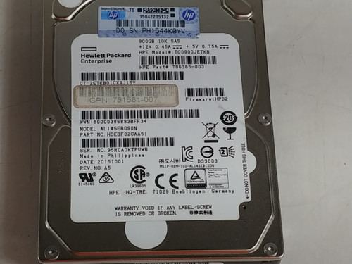 Lot of 5 Toshiba HP AL14SEB090N 900 GB SAS 3 2.5 in Enterprise Drive