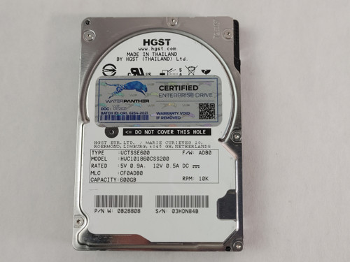 Lot of 2 HGST Water Panther HUC101860CSS200 600 GB SAS 3 2.5 in Enterprise Drive