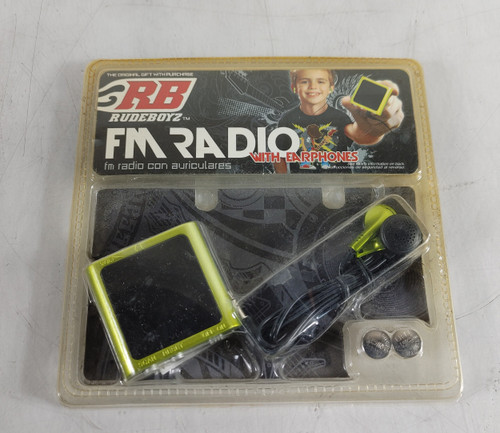 New RudeBoyz RB FM Radio with Earphones Green and Black
