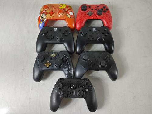 Nintendo 3rd Party Lot of 7 Wired Switch Controllers (No Cables) For Parts
