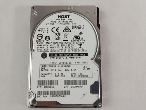 HGST EMC  HUC101812CSS200 1.2 TB SAS 3 2.5 in Enterprise Drive