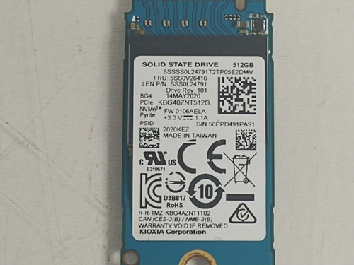 Lot of 2 Toshiba BG4 KBG40ZNT512G 512 GB NVMe 42mm Solid State Drive