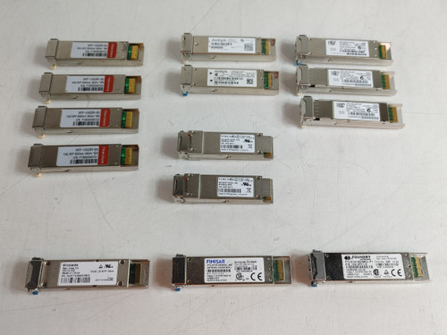 Lot of 14 Mixed Brand Fiber Channel SFP / XFP Transceiver Modules