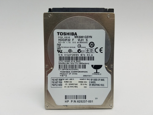 Lot of 5 Toshiba MK5061GSYN HDD2F22 500GB 2.5" SATA II Laptop Hard Drive