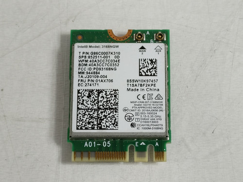 Lot of 5 Lenovo 01AX706 Wireless-AC 3168NGW 802.11ac M.2 WiFi Card + BL 4.0