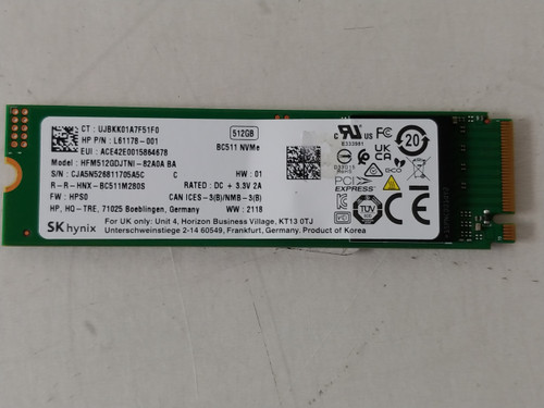 Lot of 2 SK Hynix BC511 HFM512GDJTNI 512 GB NVMe 80mm SSD