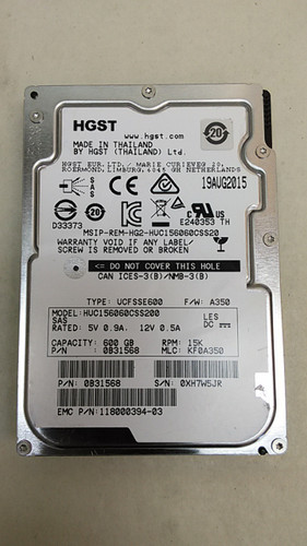 Lot of 20 HGST EMC HUC156060CSS200 CLAR600 600 GB 2.5 in SAS 3 Server Hard Drive
