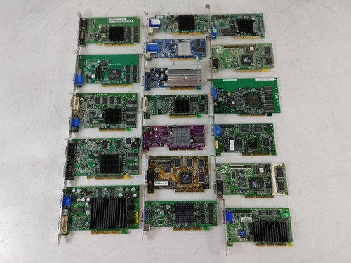 Vintage ATI & Nvidia AGP 2X & Universal Mixed Bulk Video Cards Lot of 18
