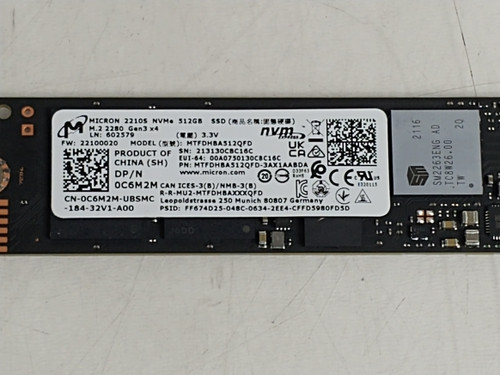 Micron 2210S MTFDHBA512QFD 512 GB NVMe 80mm Solid State Drive