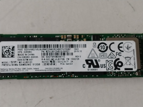 Lot of 2 Samsung PM981a MZ-VLB512C 512 GB NVMe 80mm Solid State Drive