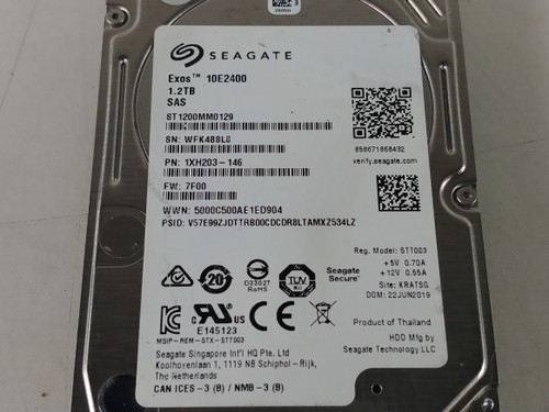 Lot of 5 Seagate Exos 10E2400 ST1200MM0129 1.2 TB SAS 3 2.5 in Drive