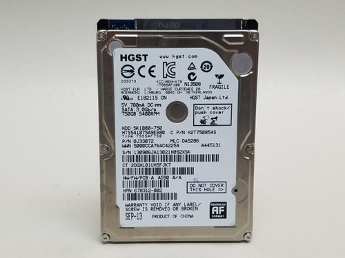 HGST 5K1000 HTS541075A9E680 750 GB 2.5" SATA II Laptop Hard Drive