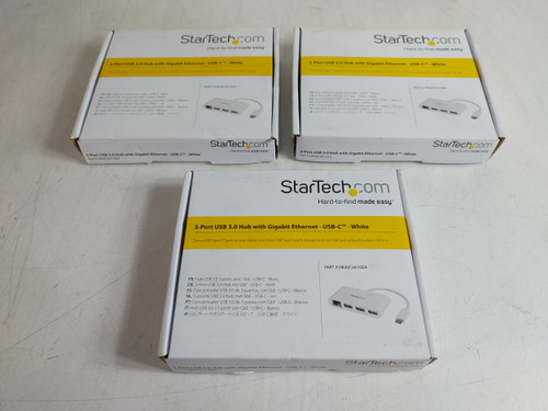 LOT OF 3 New StarTech 3-Port USB 3.0 Hub with Gigabit Ethernet Usb-C HB30C3A1GEA