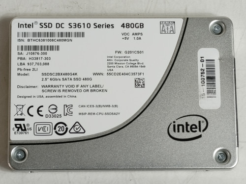 Intel S3610 SSDSC2BX480G4K 480GB SATA III 2.5 in Solid State Drive