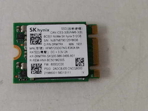 Lot of 2 SK Hynix BC501 HFM512GDGTNG 512 GB NVMe 30mm SSD