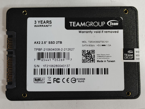TeamGroup AX2 T253A3002T0C101 2 TB SATA III 2.5 in Solid State Drive