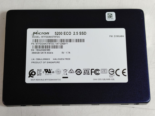 Micron 5200 ECO MTFDDAK3T8TDC 3.84 TB SATA III 2.5 in Solid State Drive