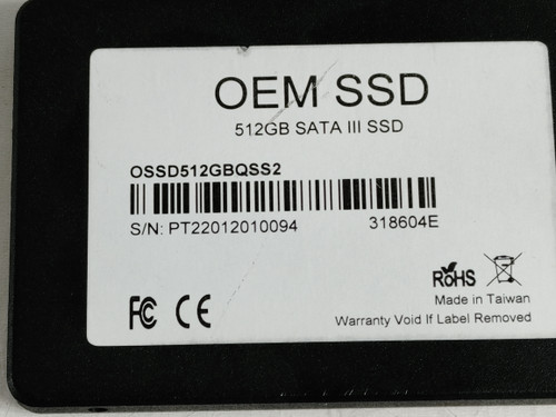 Lot of 2 Unbranded OEM OSSD512GBQSS2 512 GB SATA III 2.5 in Solid State Drive