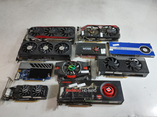 Lot of 10 Nvidia Radeon RX 7600 XT Gaming OC GeForce GTX 1050 Ti, Strix R9 390, Radeon Pro W5500 For Parts