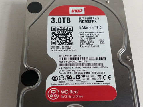 Lot of 2 Western Digital WD RED NAS 2.0 WD30EFRX 3 TB SATA III 3.5 in NAS Drive
