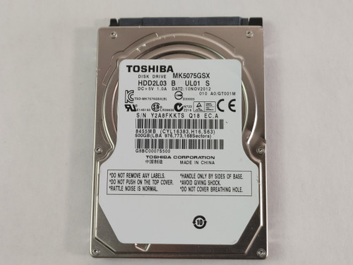 Toshiba MK5075GSX HDD2L03 500GB 2.5" SATA II Laptop Hard Drive