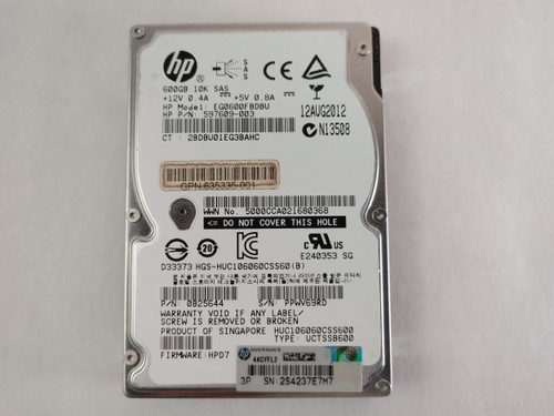 Lot of 2 Hitachi HP HUC106060CSS600 600 GB 2.5" SAS 2 Enterprise Hard Drive
