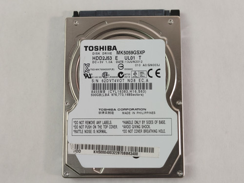 Toshiba   MK5059GSXP 500GB 2.5" SATA II Laptop Hard Drive