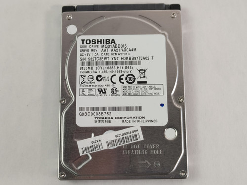 Lot of 2 Toshiba Mobile MQ01ABD075 750 GB 2.5" 5.4K SATA II Laptop Hard Drive