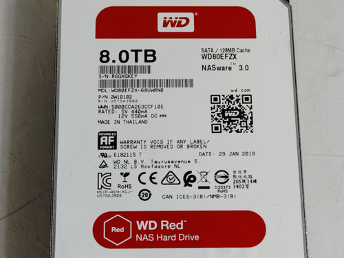 Western Digital NASware 3.0 WD Red WD80EFZX 8TB SATA III 3.5 in NAS Drive