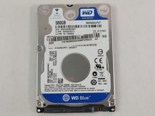 Lot of 2 Western Digital WD Blue WD5000LPVT 500GB 2.5" SATA II Hard Drive