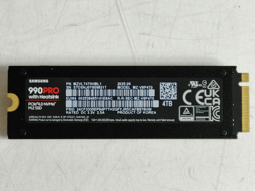 Samsung 990Pro w/ Heatsink MZ-V9P4T0 4 TB PCI Express 80mm Solid State Drive