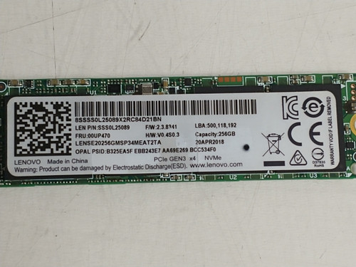 Lenovo LENSE20256GMSP34MEAT2TA 256 GB NVMe 80mm Solid State Drive