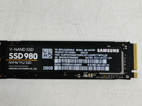 Samsung SSD 980 MZ-V8V250 250 GB NVMe 80mm Solid State Drive